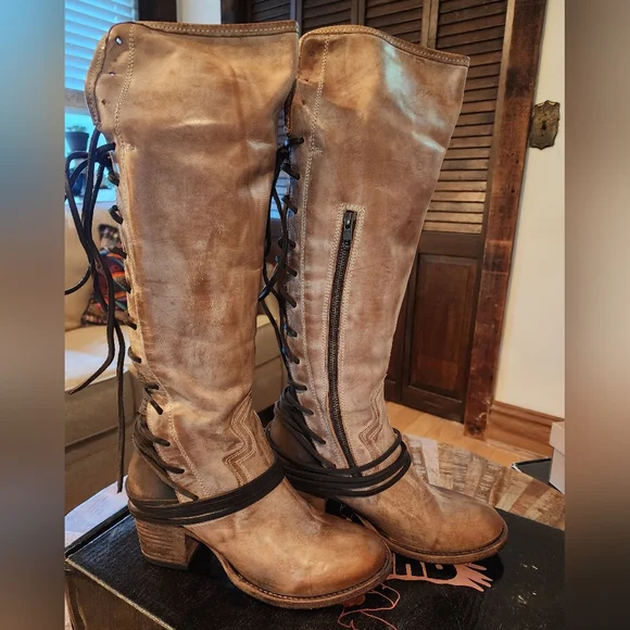 Freebird Coal Knee-high Boots, Taupe - Picture 3 of 7